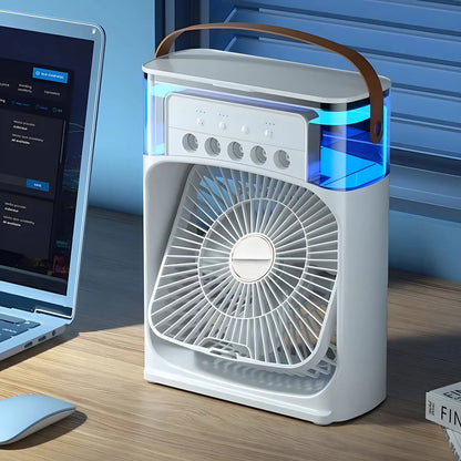 Ventilateur de Bureau Compact Blanc avec Poignée Réglable - PanierRoyale