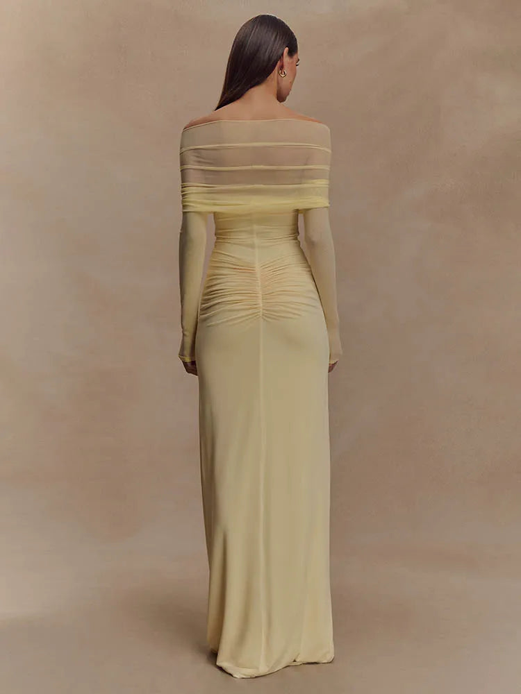 Robe Longue Femme Manches Longues Décolleté Séductrice