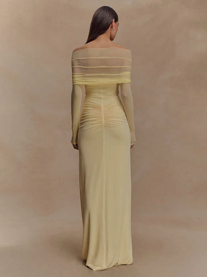 Robe Longue Femme Manches Longues Décolleté Séductrice
