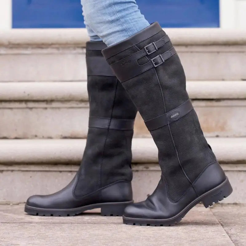 Bottes Cuir Femme Hiver Chaussures Boucle Élégantes
