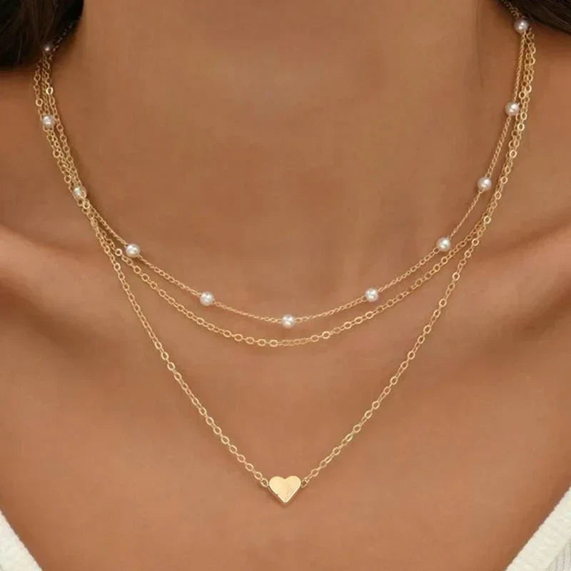 Collier Cœur en Or avec Perles Fines et Raffiné - PanierRoyale