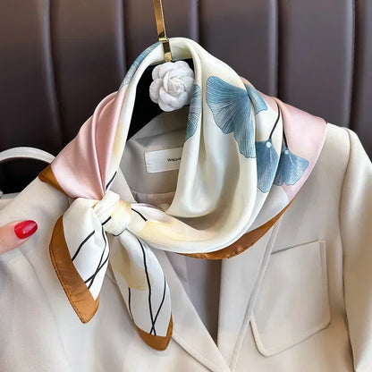 Foulard Carré Femme Satin Imprimé Multi-usage