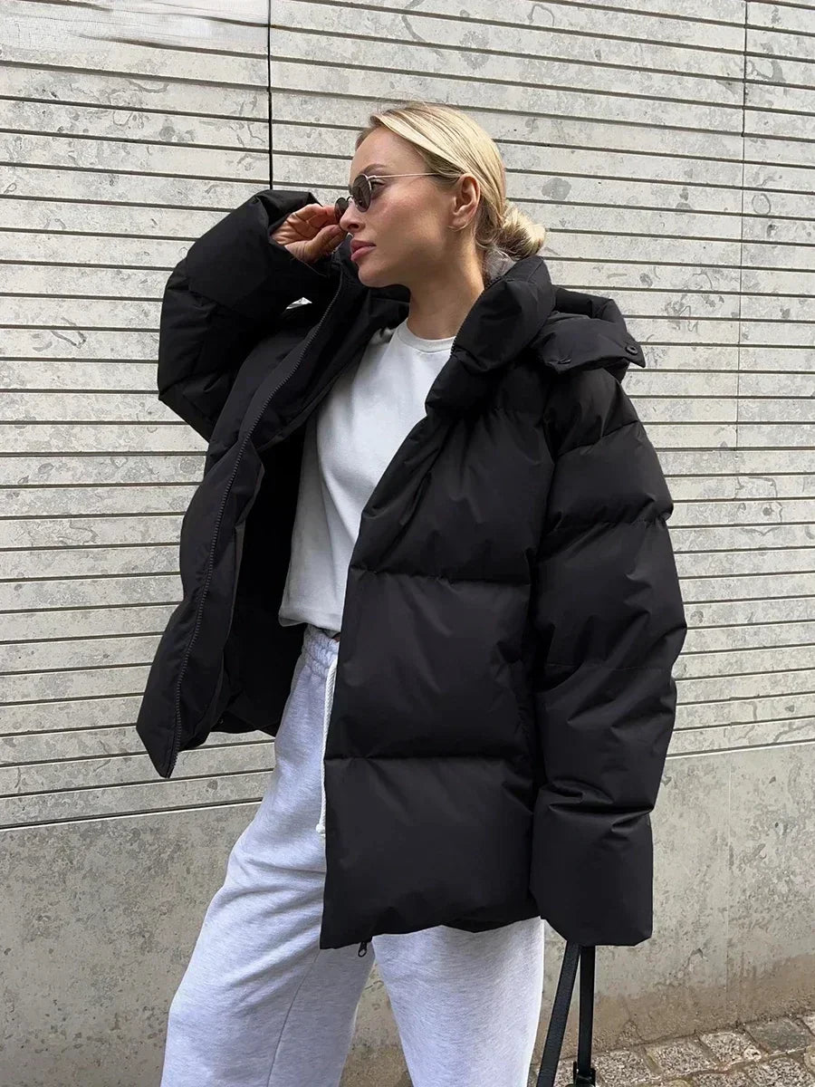 Manteau Femme Hiver Chic avec Capuche et Poches Warmes - PanierRoyale