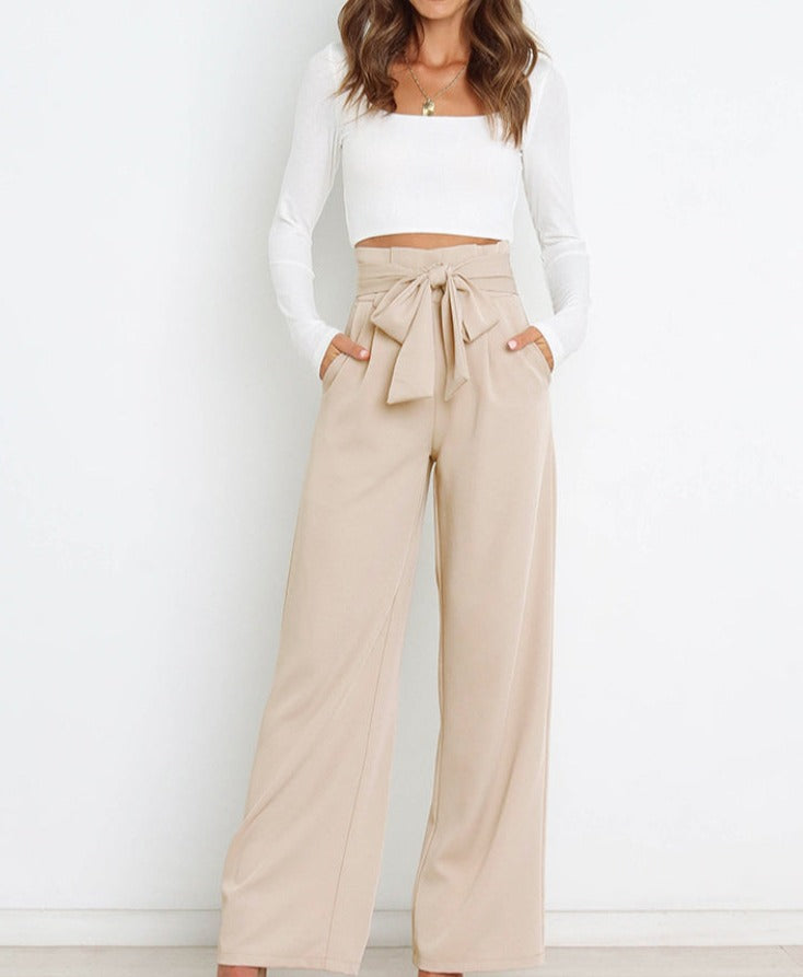 Pantalon Élégant à Nœud Décontracté pour Femme