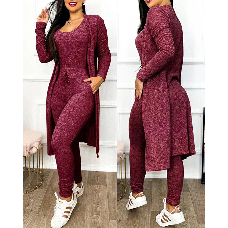 Survêtement Femme Marine : Gilet Long et Pantalon de Sport