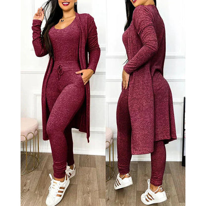 Survêtement Femme Marine : Gilet Long et Pantalon de Sport
