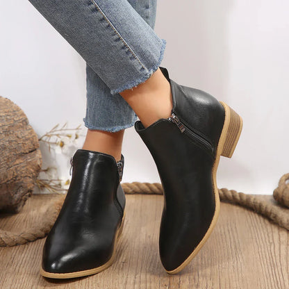 Bottines Femme Printemps Décontractées à Fermeture Éclair Latéral
