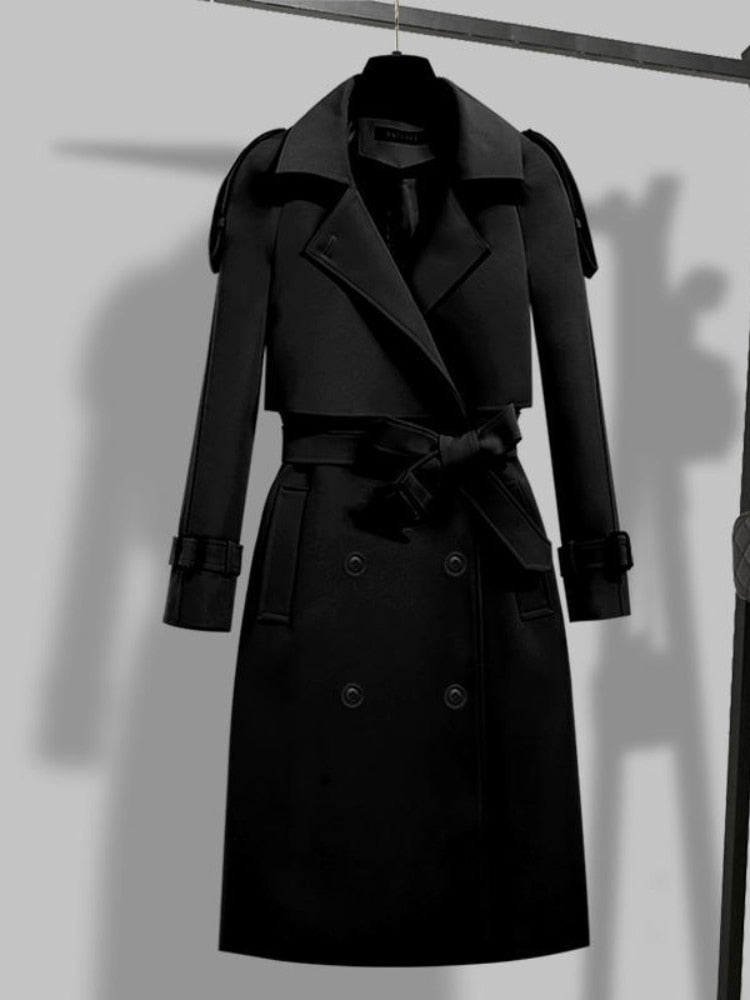 Trenchcoat Femme Classique avec Ceinture et Écharpe - BerlinGlamour