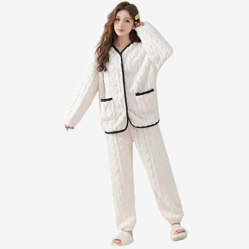Ensemble Deux Pièces Doux et Confortable Col V