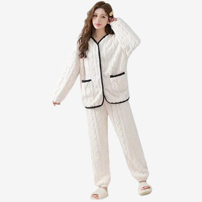 Ensemble Deux Pièces Doux et Confortable Col V