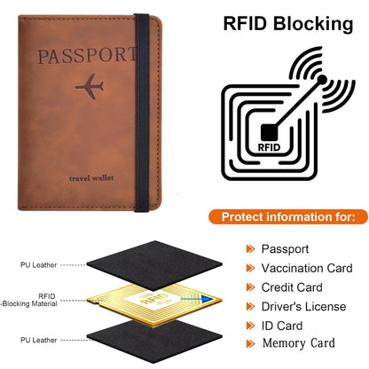 Porte-passeport Unisexe en PU avec Rangement Cartes Compact