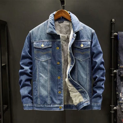 Veste Denim Hiver Élégante avec Doublure Polaire