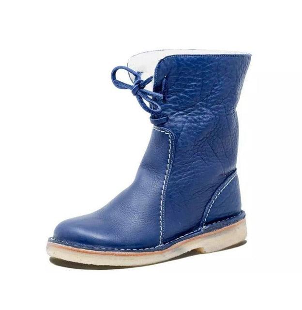 Bottes Femmes Hiver Cuir Imperméable avec Doublure Chaude et Semelle Antidérapante