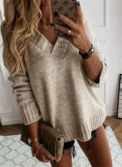 Pull Femme Marine à Col Ronde Doux et Chaud