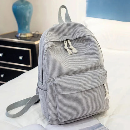 Sac à dos scolaire Unisexe en Velours côtelé Coupe Classique