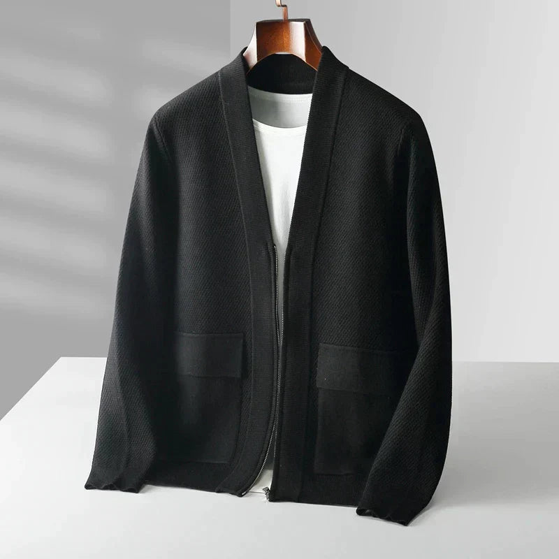 Cardigan Homme Hiver Longues Manches avec Fermeture Éclair