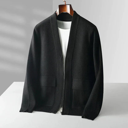 Cardigan Homme Hiver Longues Manches avec Fermeture Éclair