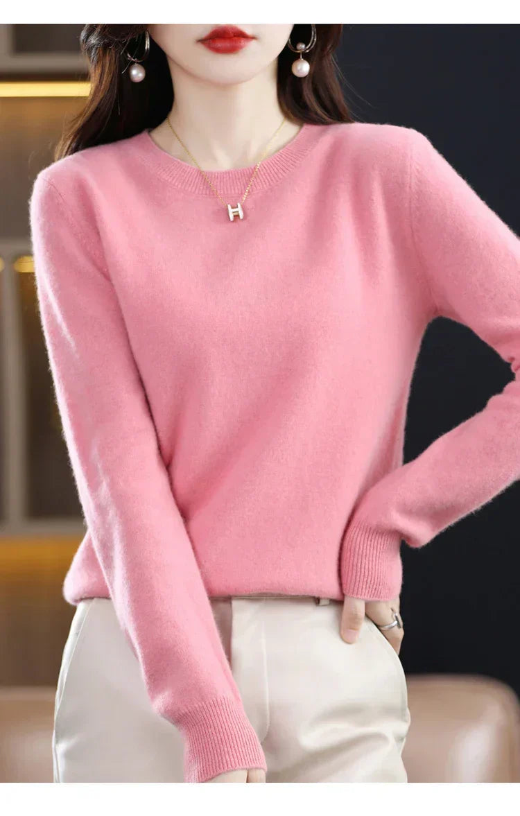 Pull Femme Cachemire Col Rond Coupe Confortable