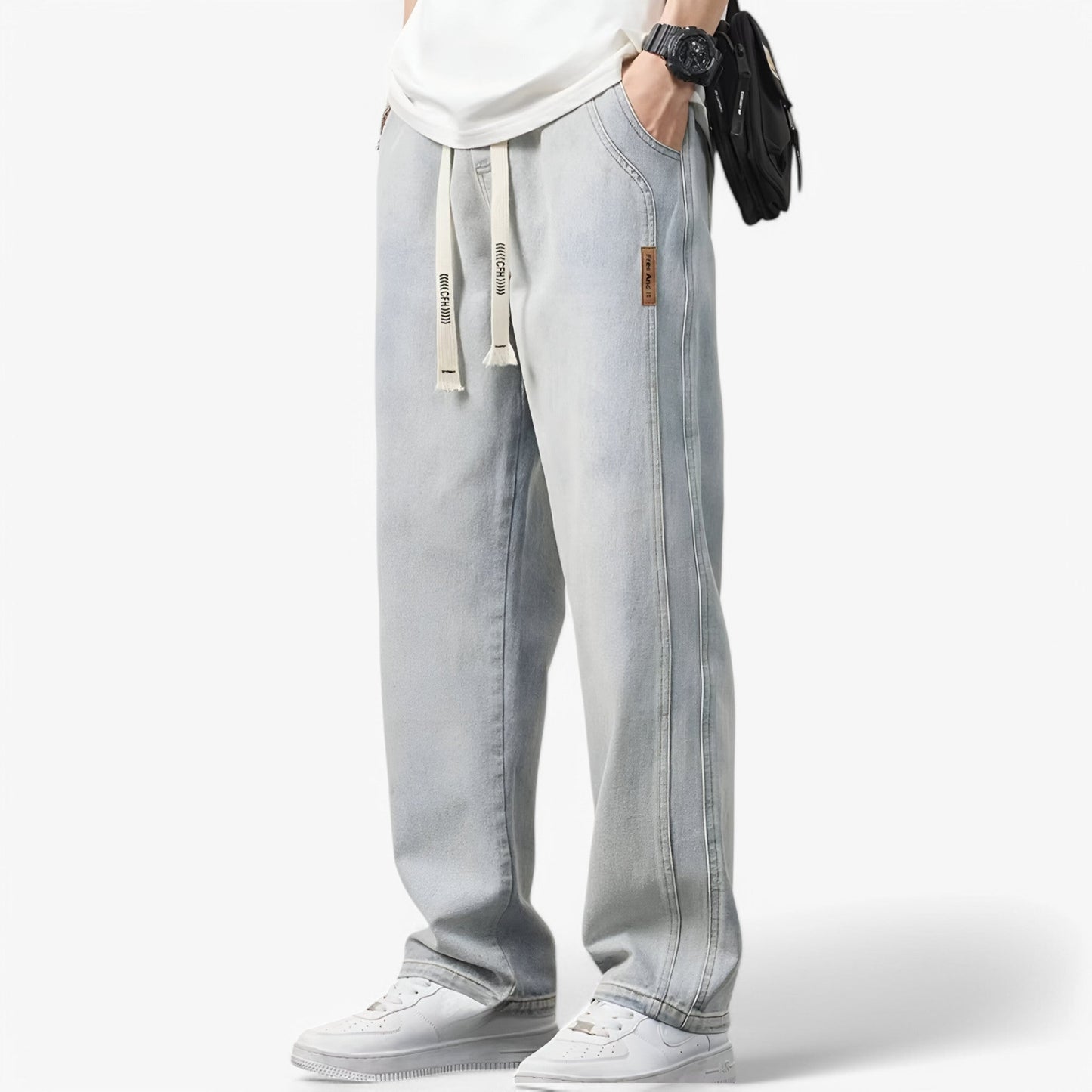 Pantalon décontracté homme avec poches et coupe relax