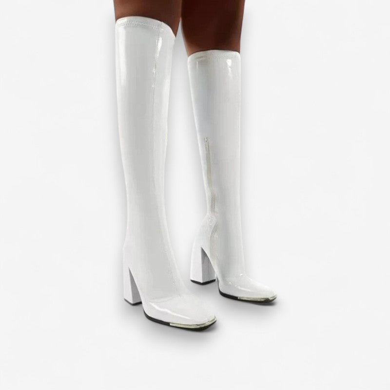 Bottes Femmes Talon Haut à Fermeture Éclair Noir