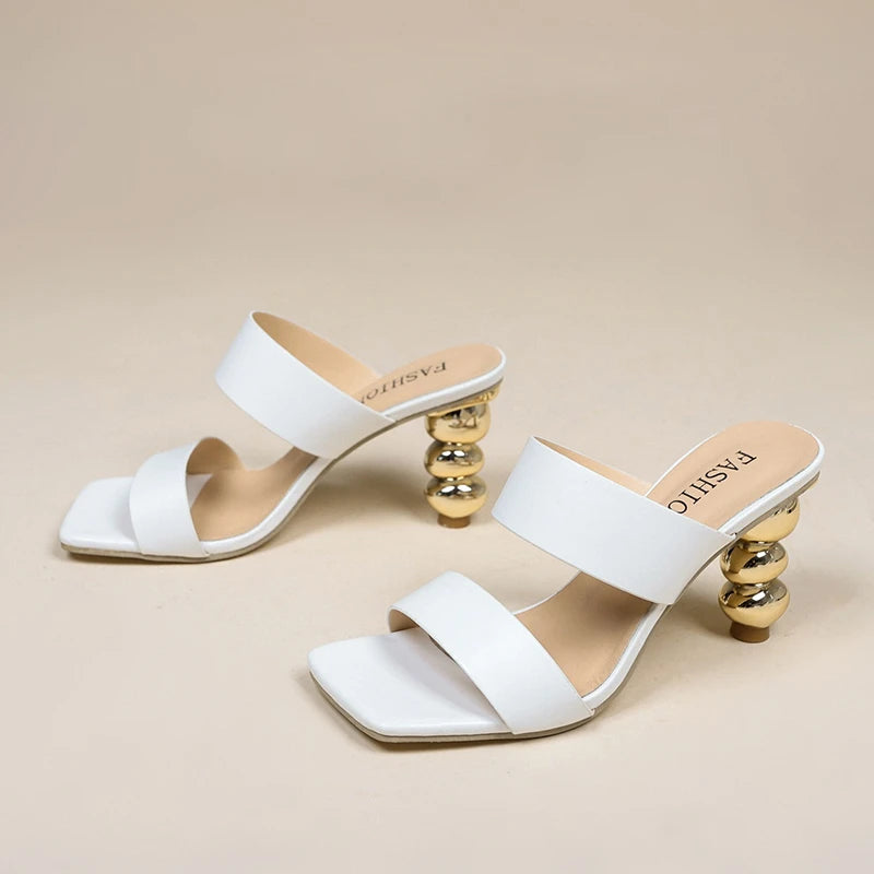 Sandale Talon Haut Brillant avec Strass
