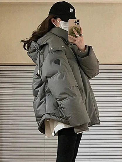 Veste D'hiver Femme Élégante avec Capuche et Fermeture Éclair