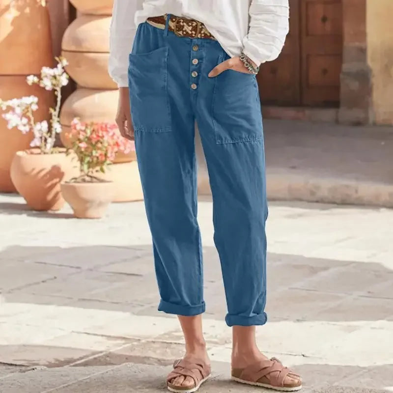 Pantalon Rose Confortable pour Femme avec Ceinture Élastique