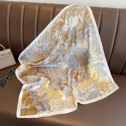 Foulard Carré Femme Satin Imprimé Multi-usage