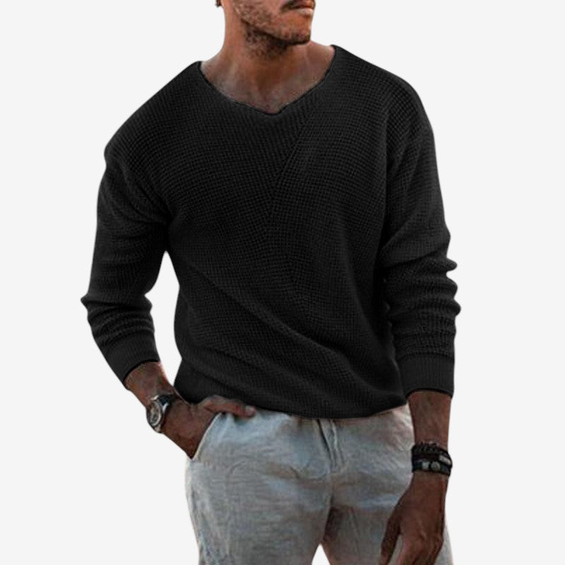 Pull Décontracté Col V Manches Longues Oversize - PanierRoyale