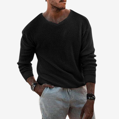 Pull Décontracté Col V Manches Longues Oversize - PanierRoyale
