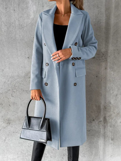 Manteau Femme Élégant Long à Boutons