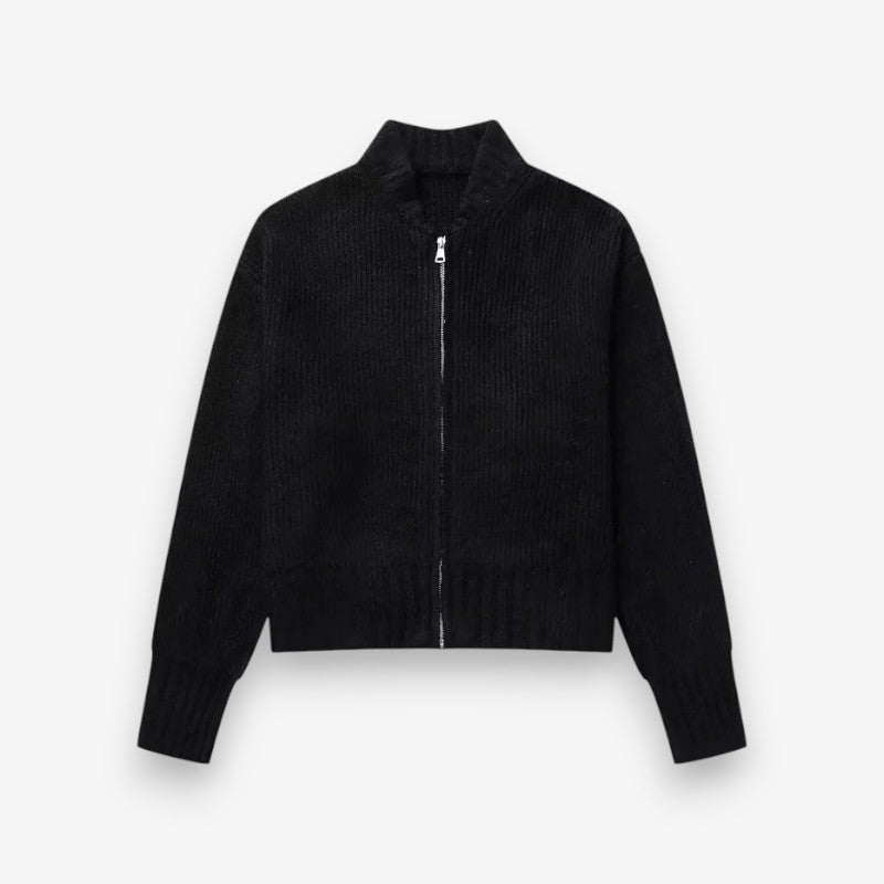 Veste Féminine Zippée Col Rond Manches Longues