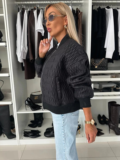 Blouson femme matelassée à fermeture éclair avant