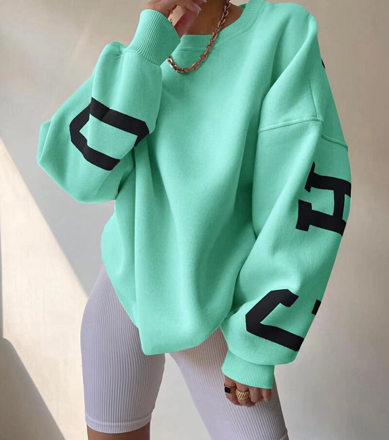 Sweat à Capuche Féminin Oversize Col Rond
