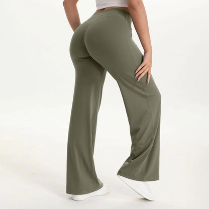Pantalon Yoga Femme Taille Haute Fluide Coupe Large