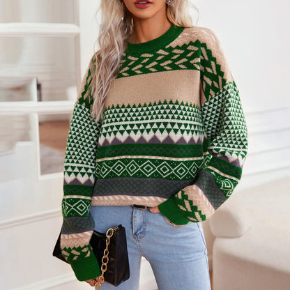 Pull Femme Rayé Noir et Beige Chic