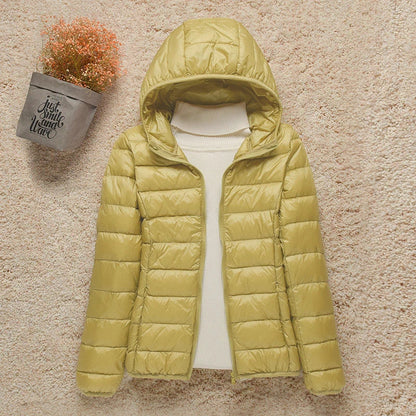 Veste Femme Légère avec Capuche - Doudoune Printemps Élégante Taille Slim - PanierRoyale