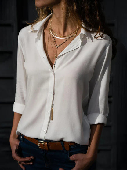 Chemisier Femme Vert Olive à Manches Longues et Détente