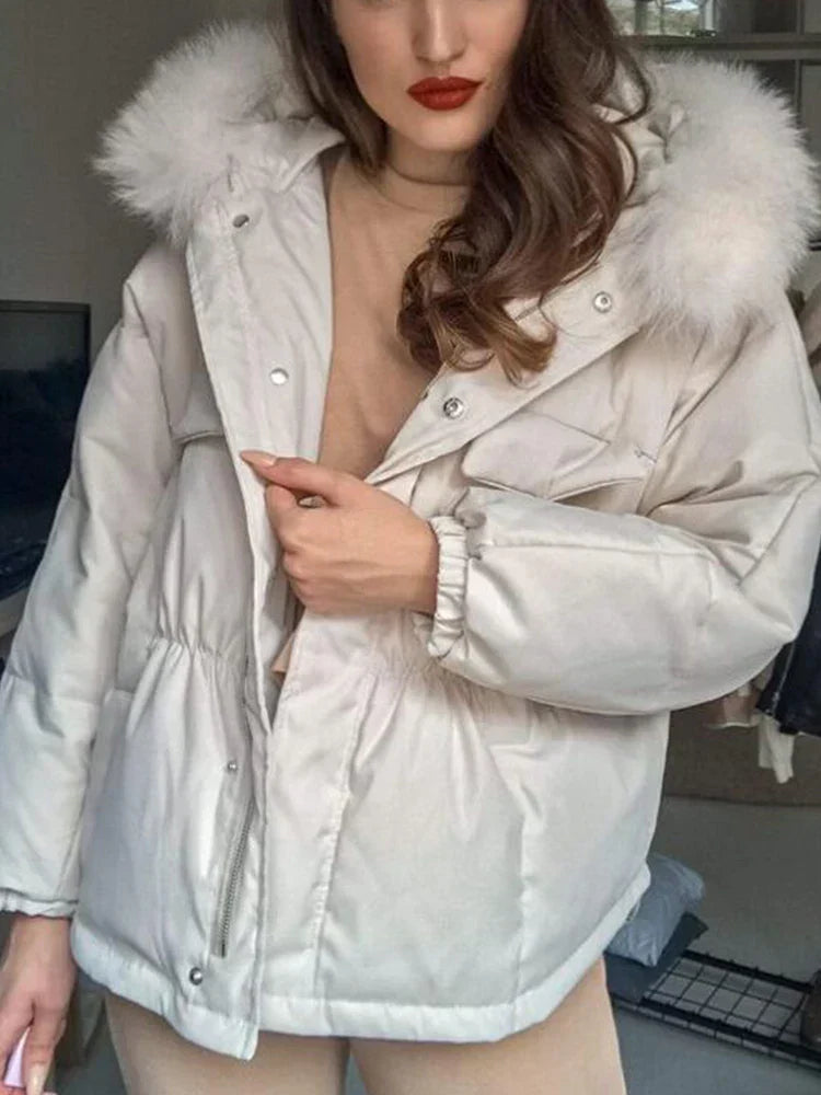Manteau Femme Hiver Chic à Col Ronde