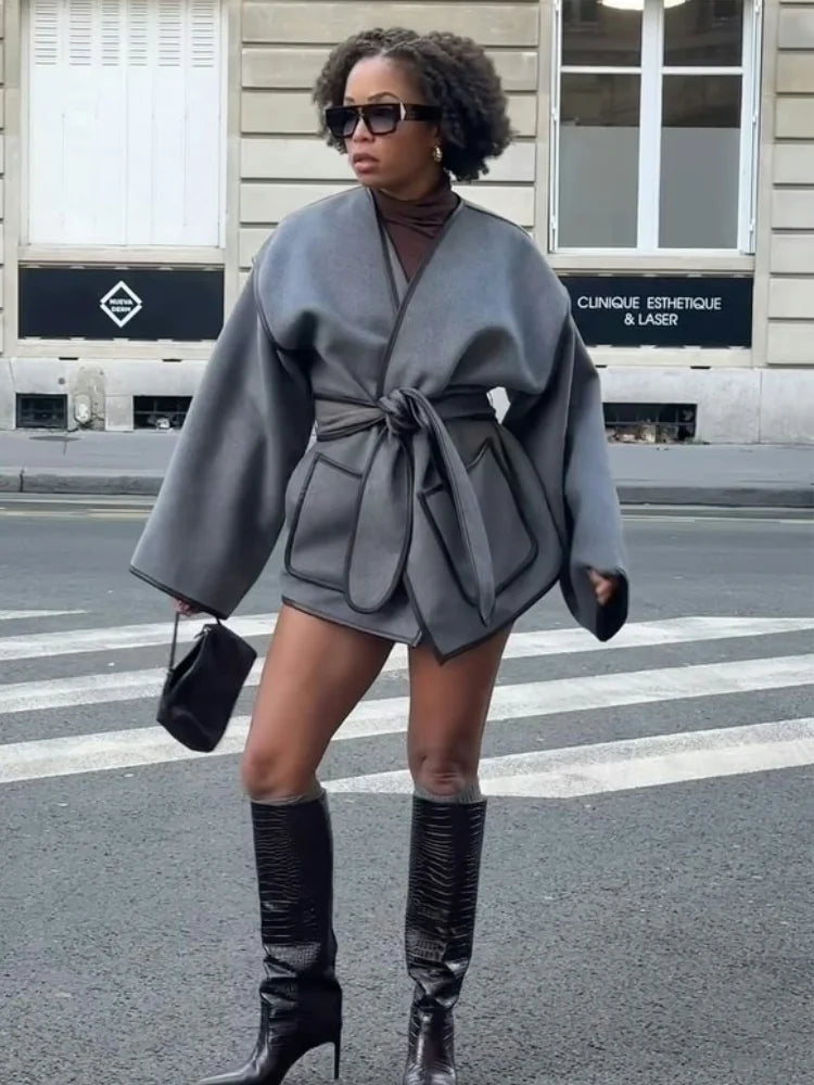 Veste Femme Col V Élégante pour Hiver