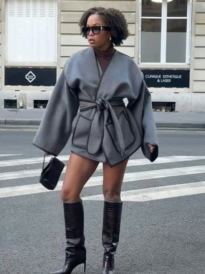 Veste Femme Col V Élégante pour Hiver