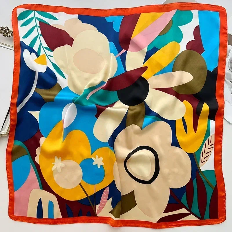 Foulard Carré Femme Satin Imprimé Multi-usage