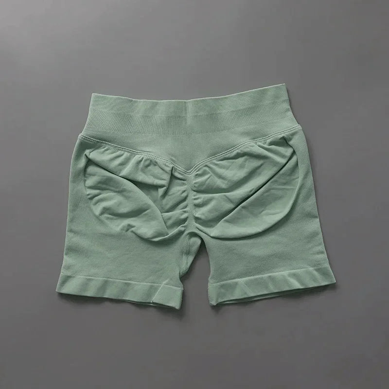 Short sport femme sans couture taille haute gainant