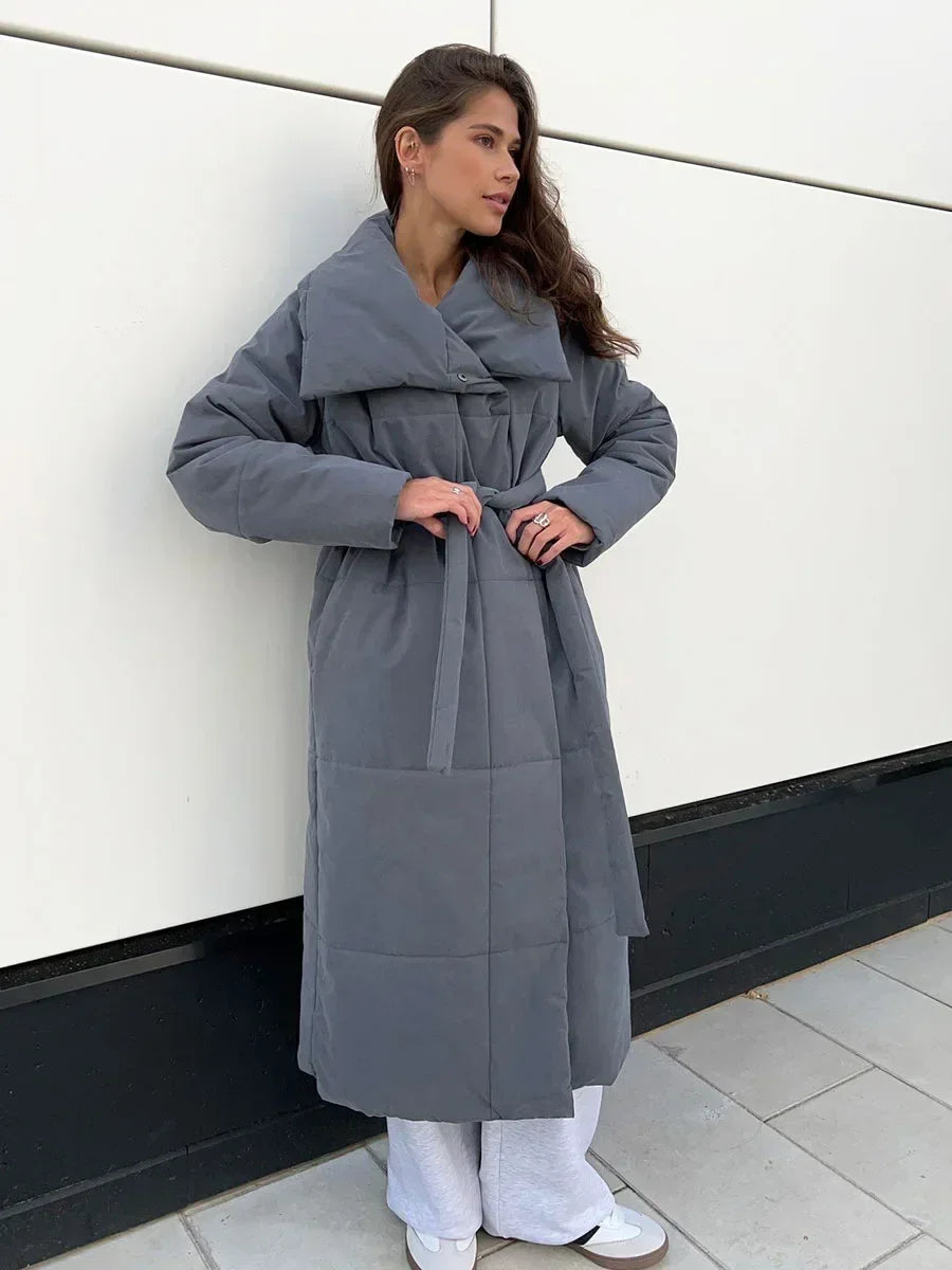 Manteau Femme Hiver Chic Doublure et Ceinture Élastique