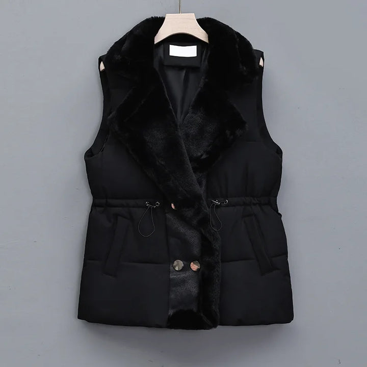 Gilet Hiver Doux avec Col en Fourrure Synthétique - vue 4