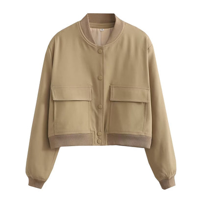 Veste femme courte avec poches, style décontracté pour tous les jours