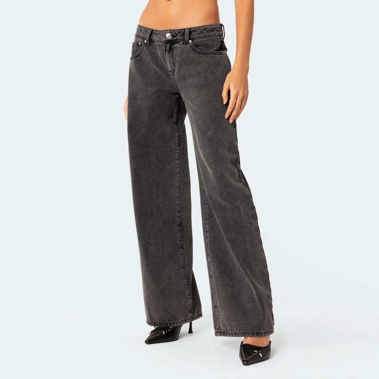Jean Femme Large Noir Vintage - BerlinGlamour