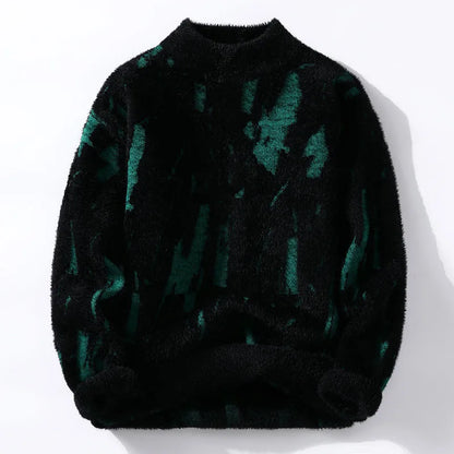 Pull Homme Hiver Géométrique à Col Montant