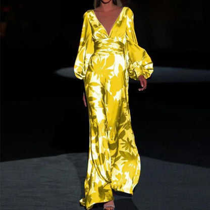 Robe Soirée Longue Col en V pour Femme