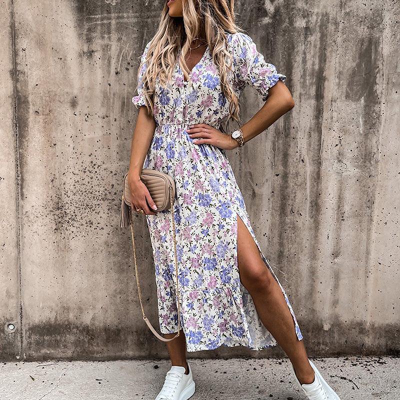Robe Soirée Élégante Décolleté Plongeant Manches Courtes